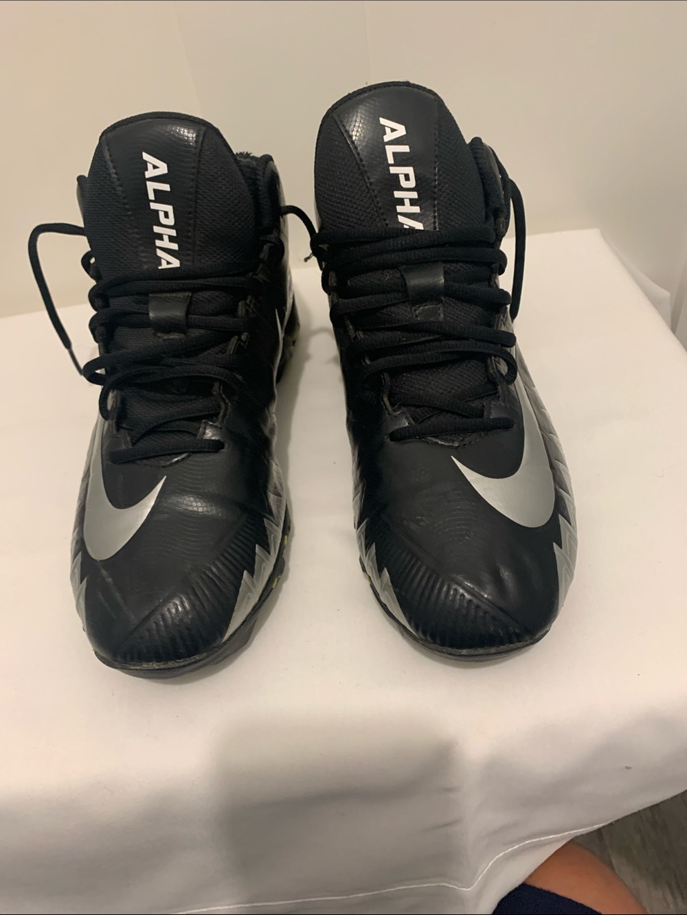 Nike Black & Silver High-Top Football Cleats